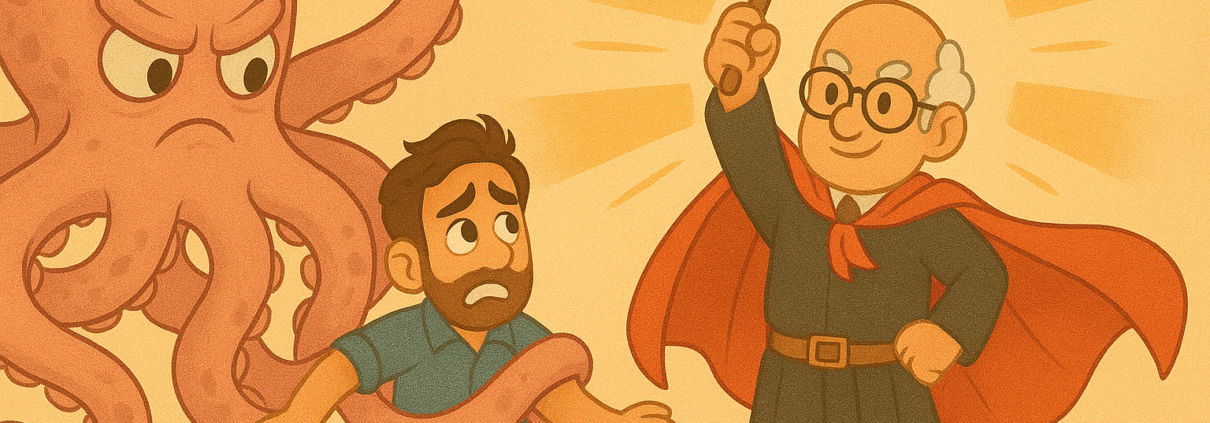 Datenkrake greift sich Mensch, Richter kommt zur Rettung